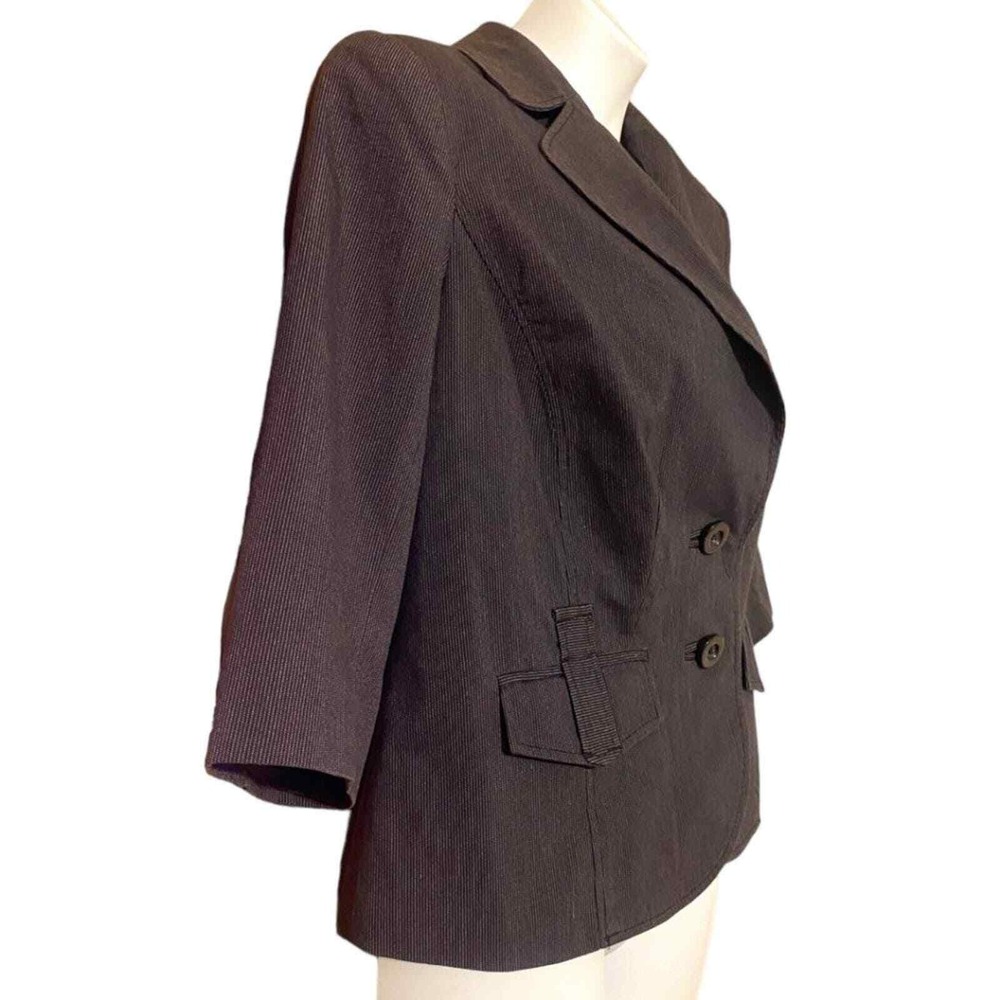 LANE BRYANT black pinstripe 3/4 sleeve two-button blazer - women's 16 EUC - Picture 3 of 7